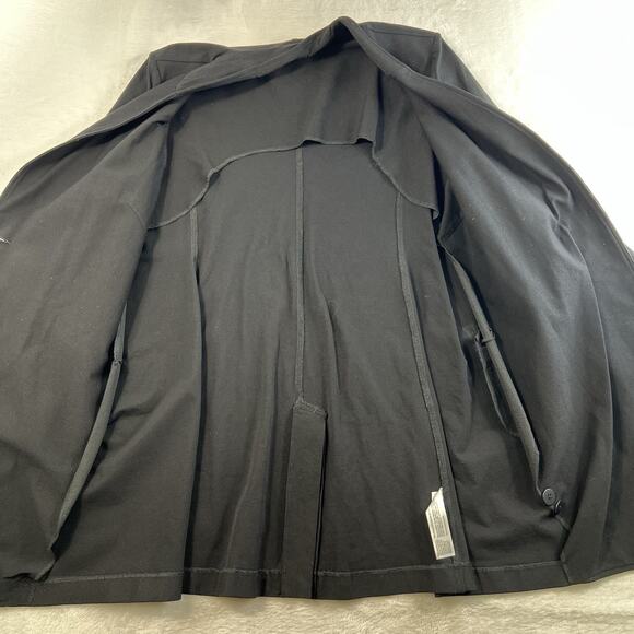 EILEEN FISHER L Large Washable Stretch Crepe Jacket Single Button Long Black - Picture 7 of 14